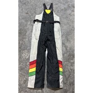 VTG John Deere 70s Ski Snowsuit Bib Overalls Rasta Stripe Retro USA